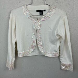 52 Weekends Sequined Cardigan Sweater Top Size L EUC